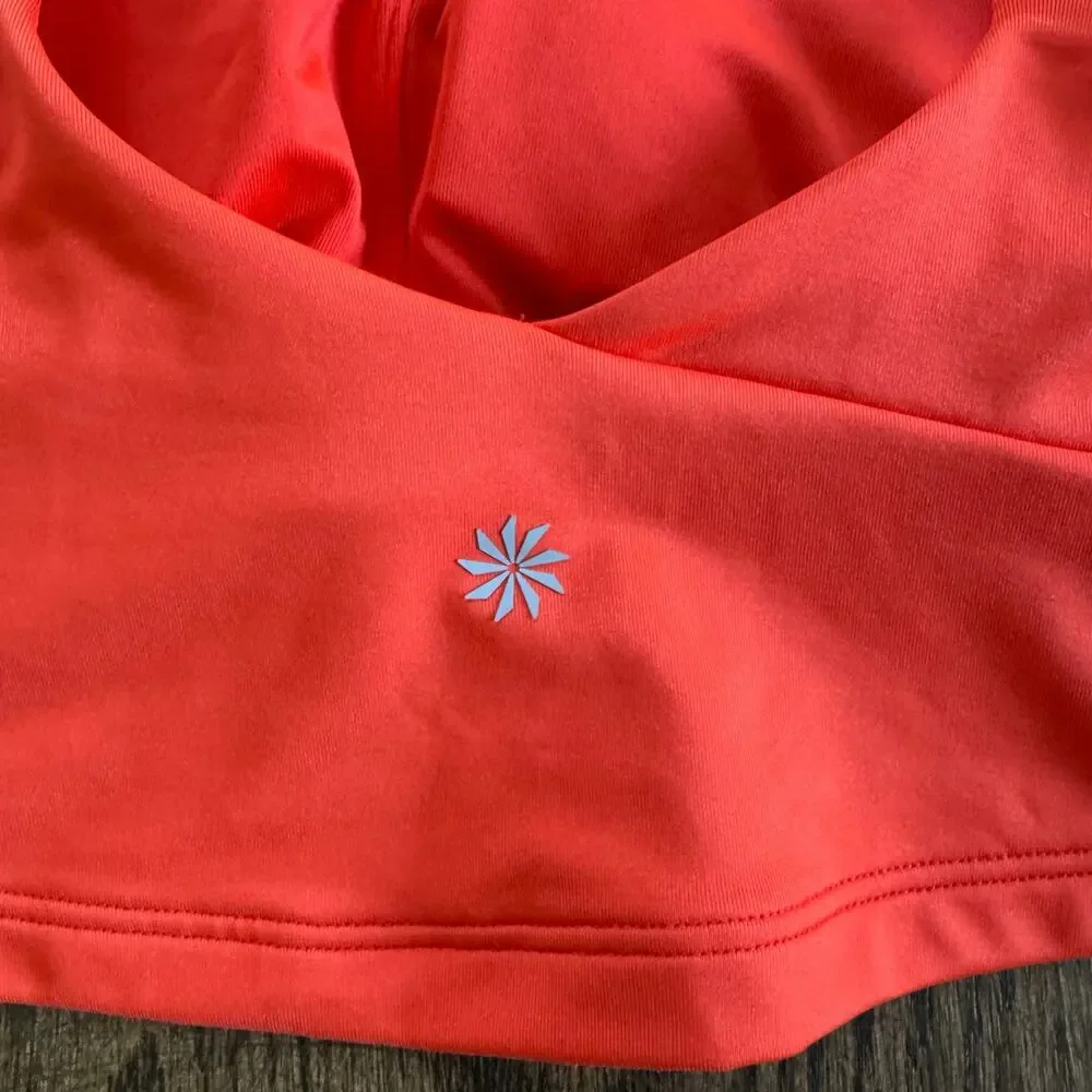 Athleta Womens Orange Crossed Bikini Swim Suit Top Size Small Vermillion Orange